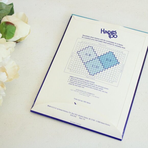 Vintage 1980s 1990s Pantyhose, New NOS Hanes Too, Size AB in Black, Sheer - Picture 6 of 10